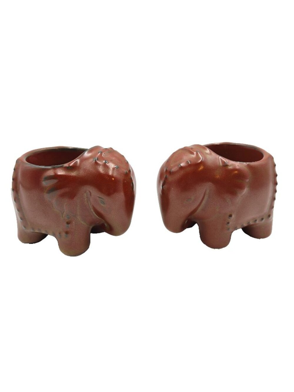 PartyLite Elephant Tealight Candle Holders Brown Boho Home Décor Ceramic Read